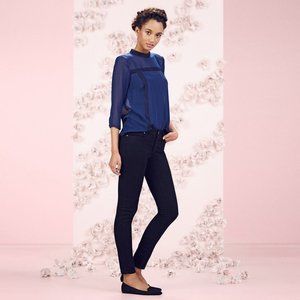 Lauren Conrad Lace Trim Mock Chiffon Blouse Small